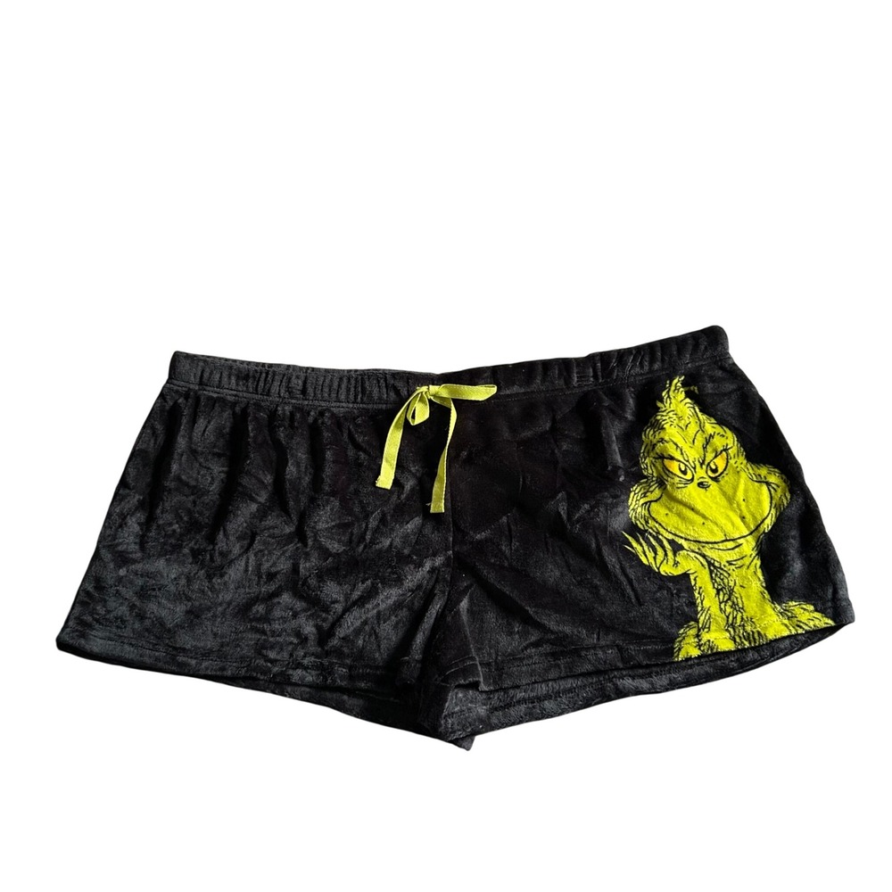 The Grinch Dr.Seuss Fleece Pajama Shorts Womens Size 3XL (22W-24W) Black Pajamas
